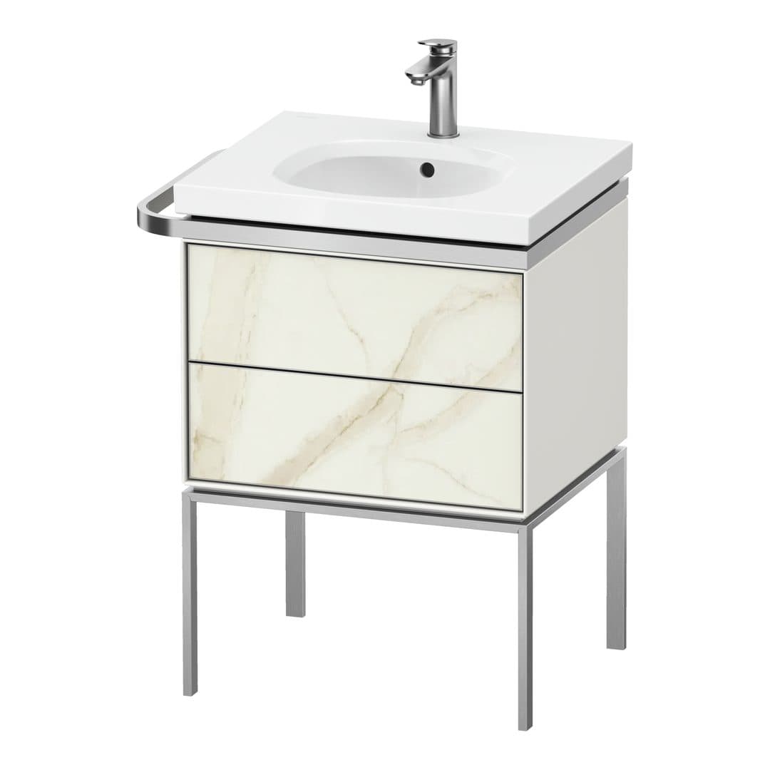Duravit Aurena – Έπιπλο Νιπτήρα – 584 mm, 2 συρτάρια, νιπτήρας κέντρο, σώμα White Satin Matt, μοντέλο AU4570 – Marble Structure Matt, Marble Structure (AU4570066360000)