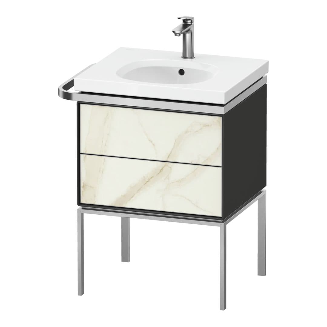 Duravit Aurena – Έπιπλο Νιπτήρα – 584 mm, 2 συρτάρια, νιπτήρας κέντρο, σώμα Graphite High Gloss, μοντέλο AU4570 – Marble Structure Matt, Marble Structure (AU4570066H10000)