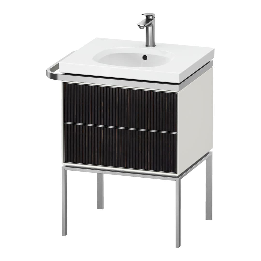 Duravit Aurena – Έπιπλο Νιπτήρα – 584 mm, 2 συρτάρια, νιπτήρας κέντρο, σώμα White Satin Matt, μοντέλο AU4570 – Embossed Ebony Matt, Real wood veneer (AU4570067360000)