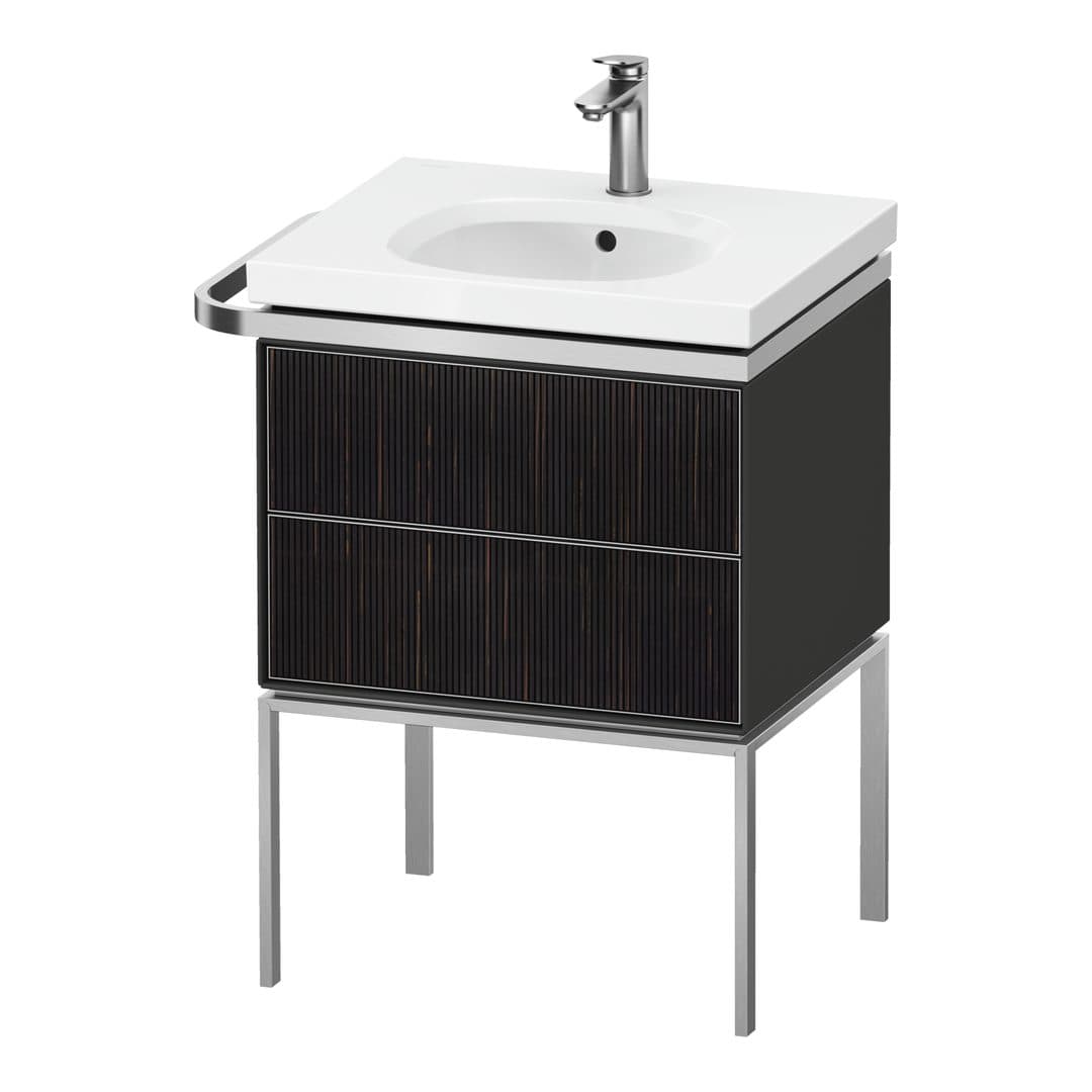 Duravit Aurena – Έπιπλο Νιπτήρα – 584 mm, 2 συρτάρια, νιπτήρας κέντρο, σώμα Graphite Satin Matt, μοντέλο AU4570 – Embossed Ebony Matt, Real wood veneer (AU4570067580000)