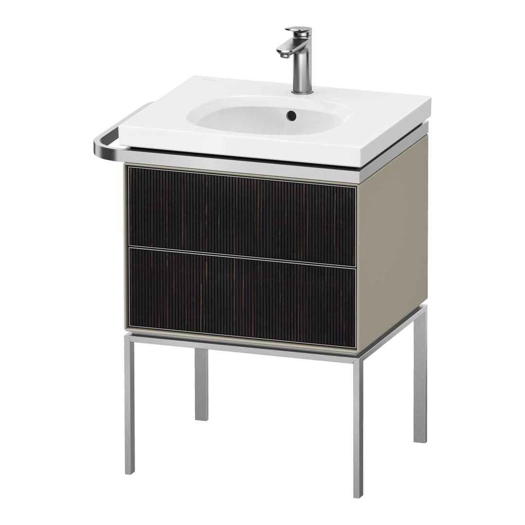 Duravit Aurena – Έπιπλο Νιπτήρα – 584 mm, 2 συρτάρια, νιπτήρας κέντρο, σώμα Taupe Satin Matt, μοντέλο AU4570 – Embossed Ebony Matt, Real wood veneer (AU4570067600000)