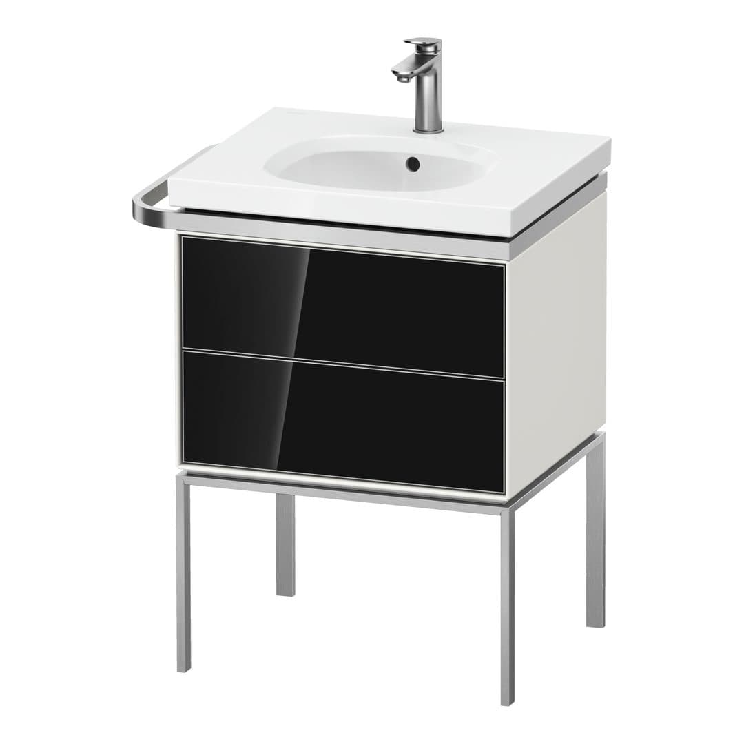 Duravit Aurena – Έπιπλο Νιπτήρα – 584 mm, 2 συρτάρια, νιπτήρας κέντρο, σώμα White Satin Matt, μοντέλο AU4570 – Black, Glass (AU4570068360000)