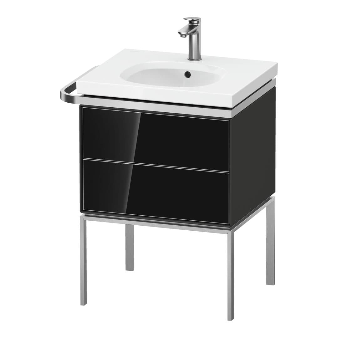 Duravit Aurena – Έπιπλο Νιπτήρα – 584 mm, 2 συρτάρια, νιπτήρας κέντρο, σώμα Graphite Satin Matt, μοντέλο AU4570 – Black, Glass (AU4570068580000)