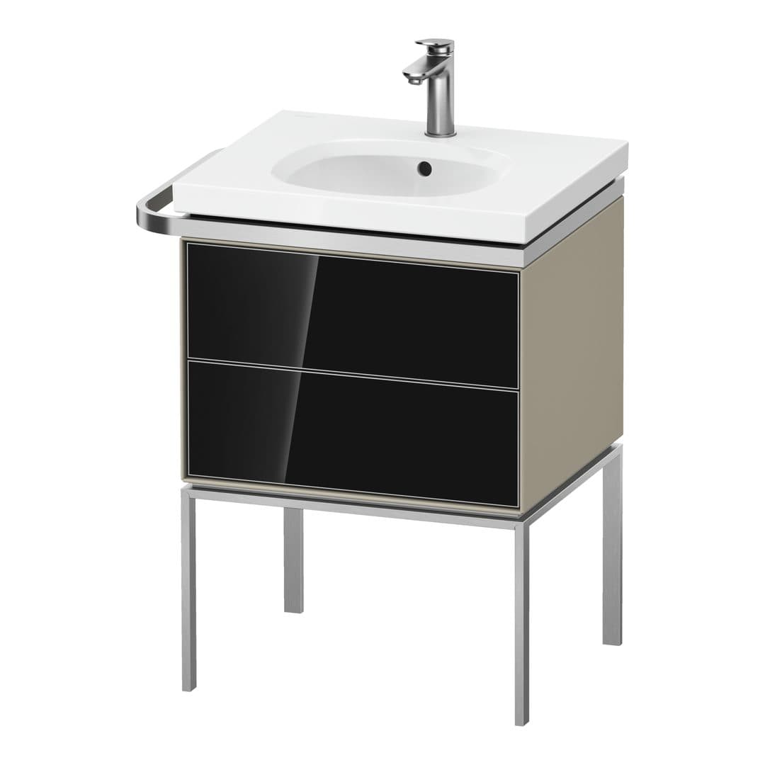 Duravit Aurena – Έπιπλο Νιπτήρα – 584 mm, 2 συρτάρια, νιπτήρας κέντρο, σώμα Taupe Satin Matt, μοντέλο AU4570 – Black, Glass (AU4570068600000)