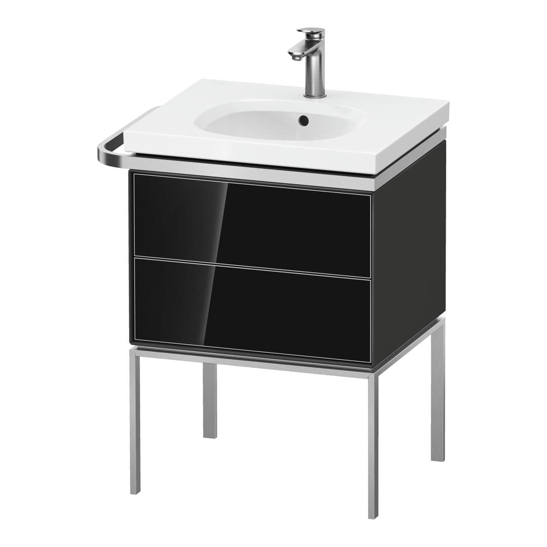 Duravit Aurena – Έπιπλο Νιπτήρα – 584 mm, 2 συρτάρια, νιπτήρας κέντρο, σώμα Graphite High Gloss, μοντέλο AU4570 – Black, Glass (AU4570068H10000)