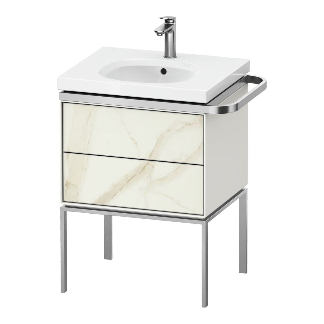 Duravit Aurena – Έπιπλο Νιπτήρα – 584 mm, 2 συρτάρια, νιπτήρας κέντρο, σώμα White Satin Matt, μοντέλο AU4571 – Marble Structure Matt, Marble Structure (AU4571066360000)