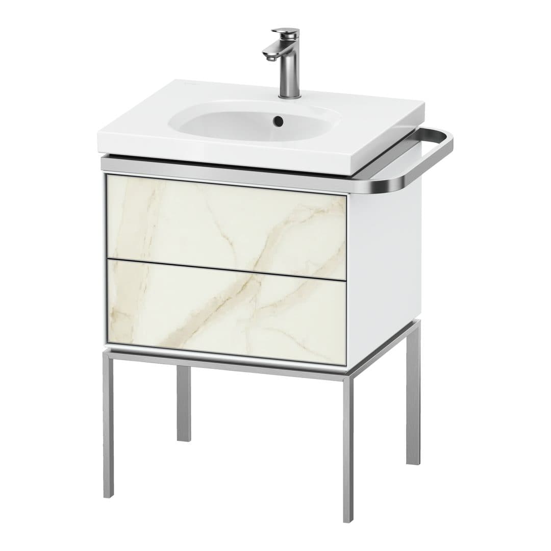 Duravit Aurena – Έπιπλο Νιπτήρα – 584 mm, 2 συρτάρια, νιπτήρας κέντρο, σώμα White High Gloss, μοντέλο AU4571 – Marble Structure Matt, Marble Structure (AU4571066850000)
