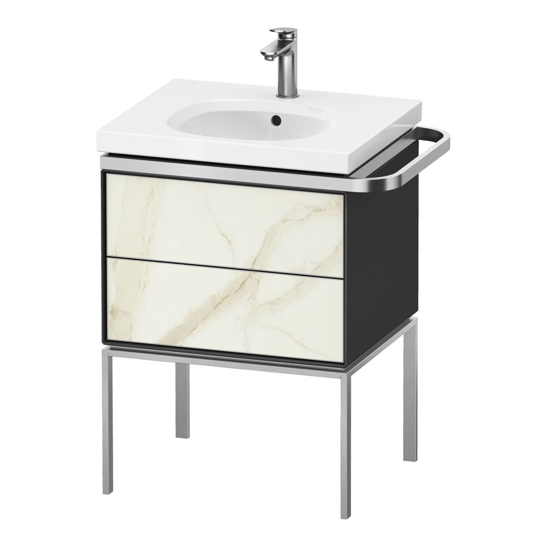 Duravit Aurena – Έπιπλο Νιπτήρα – 584 mm, 2 συρτάρια, νιπτήρας κέντρο, σώμα Graphite High Gloss, μοντέλο AU4571 – Marble Structure Matt, Marble Structure (AU4571066H10000)