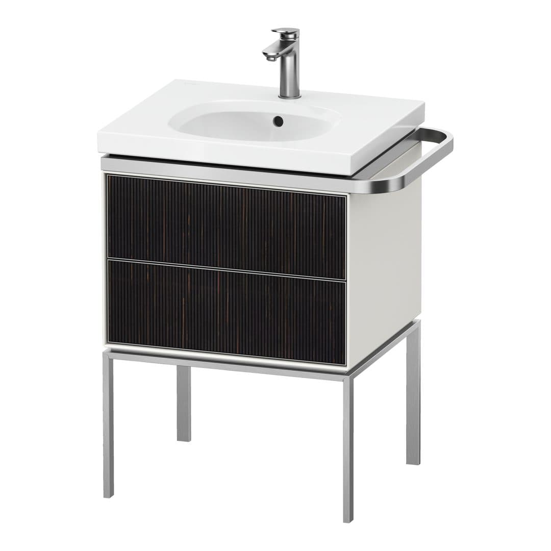 Duravit Aurena – Έπιπλο Νιπτήρα – 584 mm, 2 συρτάρια, νιπτήρας κέντρο, σώμα White Satin Matt, μοντέλο AU4571 – Embossed Ebony Matt, Real wood veneer (AU4571067360000)