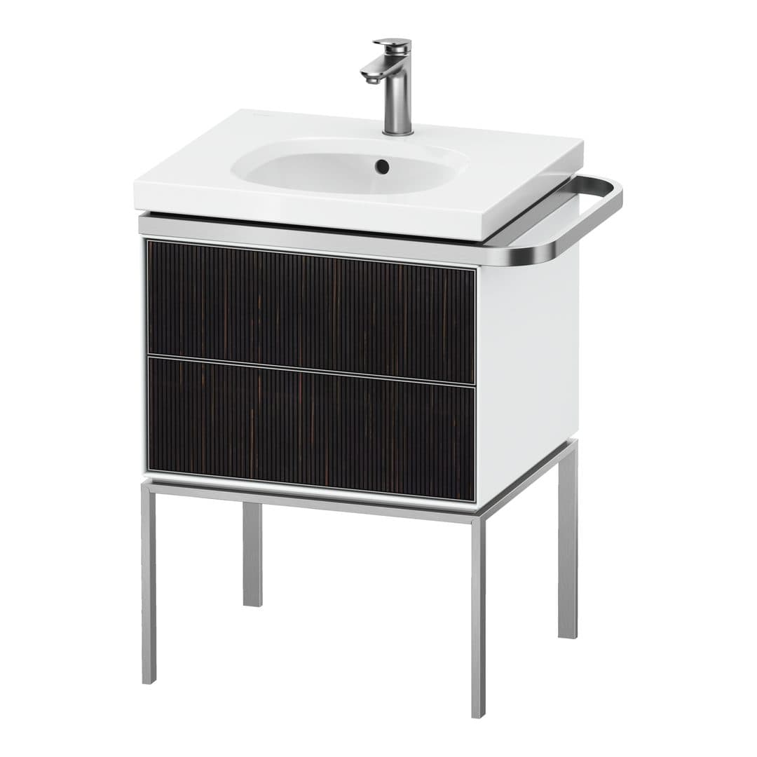 Duravit Aurena – Έπιπλο Νιπτήρα – 584 mm, 2 συρτάρια, νιπτήρας κέντρο, σώμα White High Gloss, μοντέλο AU4571 – Embossed Ebony Matt, Real wood veneer (AU4571067850000)