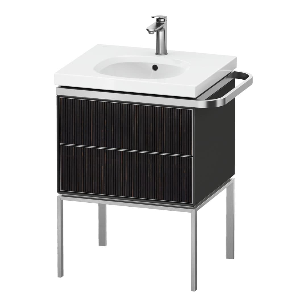 Duravit Aurena – Έπιπλο Νιπτήρα – 584 mm, 2 συρτάρια, νιπτήρας κέντρο, σώμα Graphite High Gloss, μοντέλο AU4571 – Embossed Ebony Matt, Real wood veneer (AU4571067H10000)