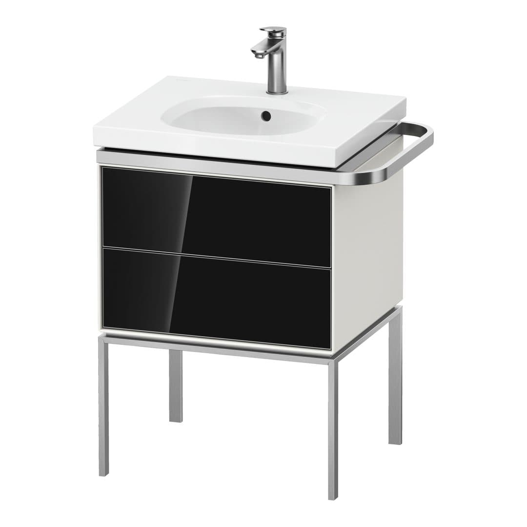 Duravit Aurena – Έπιπλο Νιπτήρα – 584 mm, 2 συρτάρια, νιπτήρας κέντρο, σώμα White Satin Matt, μοντέλο AU4571 – Black, Glass (AU4571068360000)