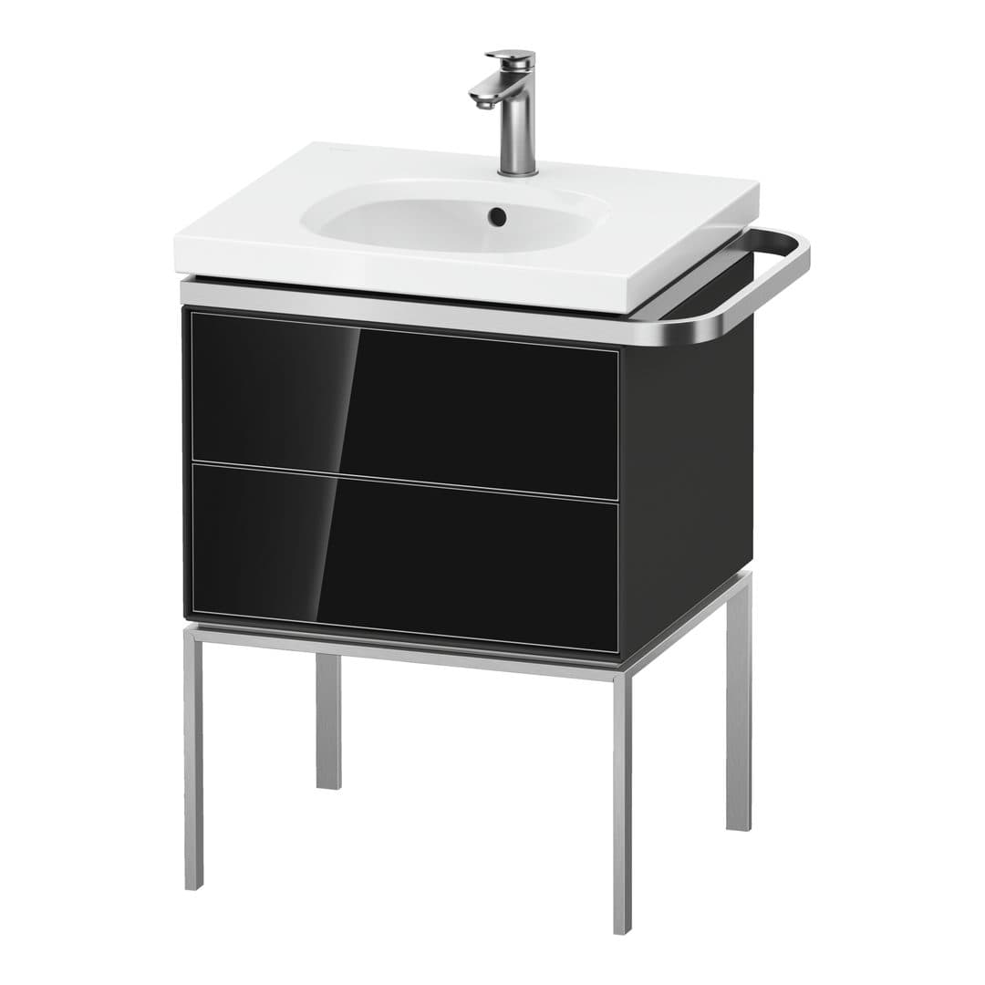 Duravit Aurena – Έπιπλο Νιπτήρα – 584 mm, 2 συρτάρια, νιπτήρας κέντρο, σώμα Graphite Satin Matt, μοντέλο AU4571 – Black, Glass (AU4571068580000)