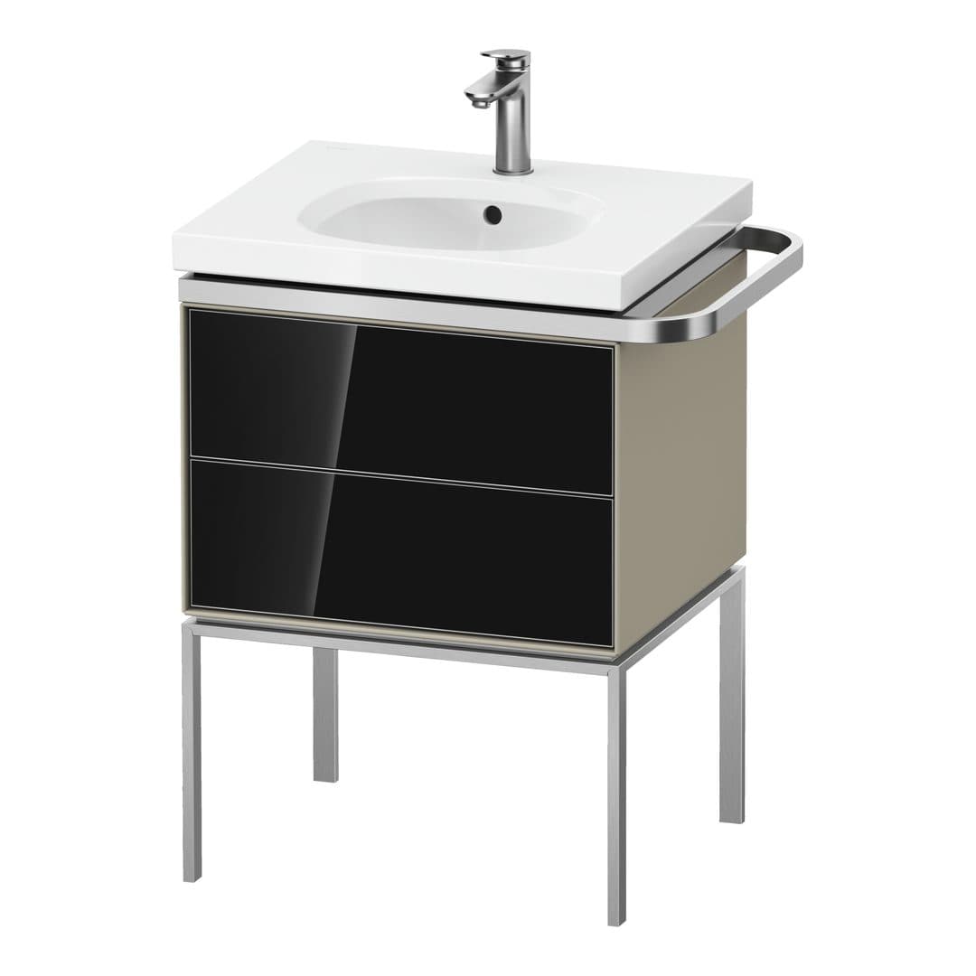Duravit Aurena – Έπιπλο Νιπτήρα – 584 mm, 2 συρτάρια, νιπτήρας κέντρο, σώμα Taupe Satin Matt, μοντέλο AU4571 – Black, Glass (AU4571068600000)