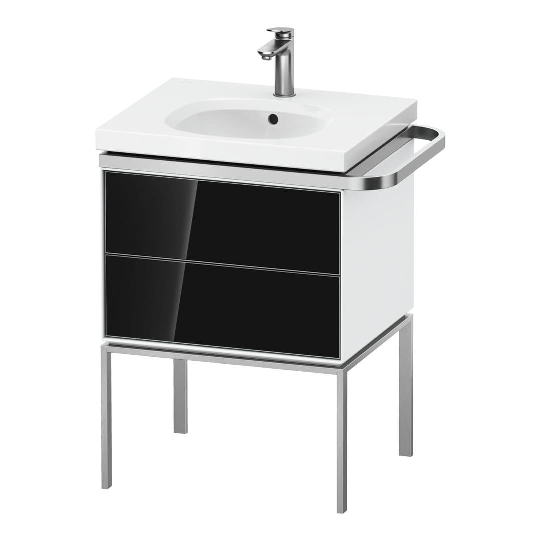 Duravit Aurena – Έπιπλο Νιπτήρα – 584 mm, 2 συρτάρια, νιπτήρας κέντρο, σώμα White High Gloss, μοντέλο AU4571 – Black, Glass (AU4571068850000)
