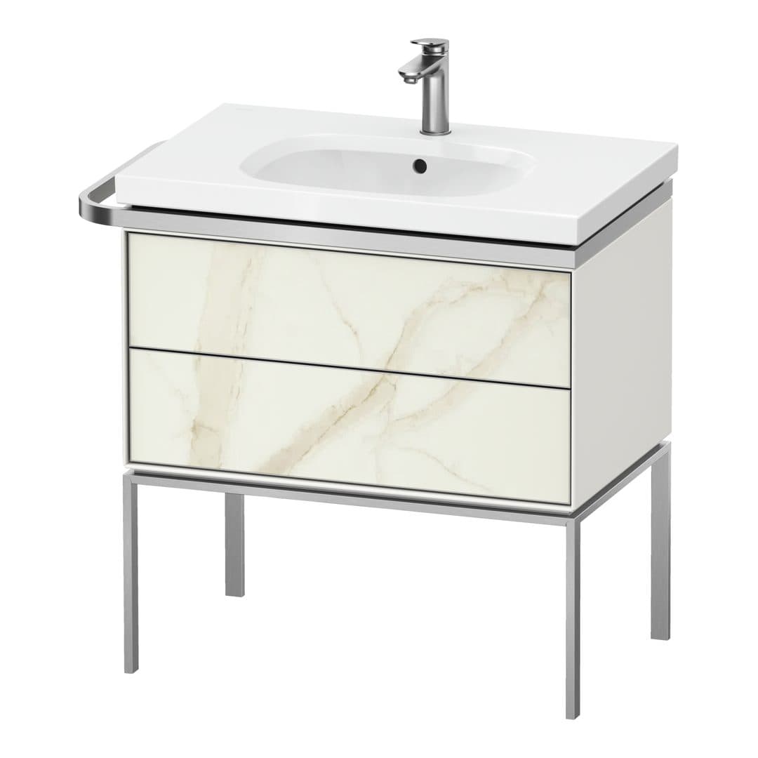 Duravit Aurena – Έπιπλο Νιπτήρα – 784 mm, 2 συρτάρια, νιπτήρας κέντρο, σώμα White Satin Matt, μοντέλο AU4572 – Marble Structure Matt, Marble Structure (AU4572066360000)