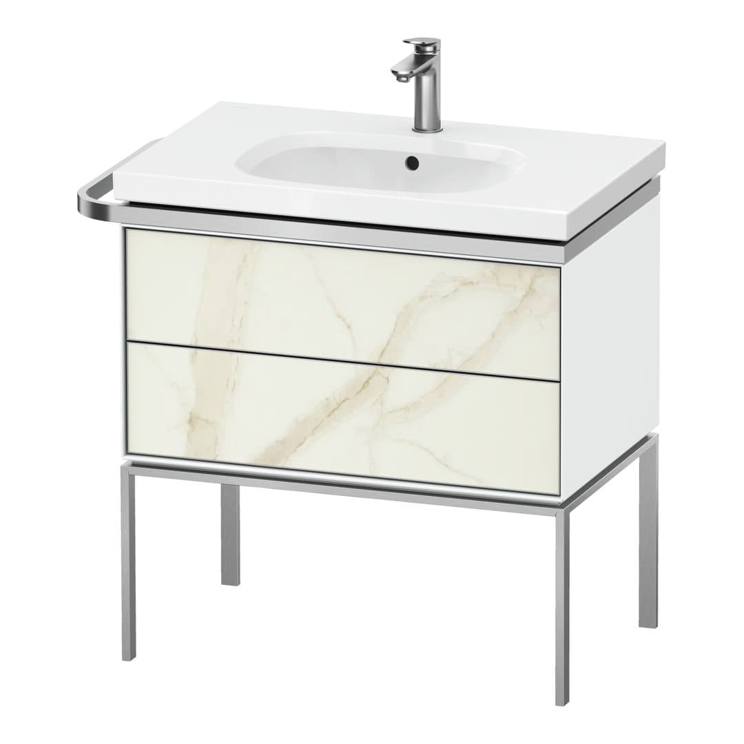 Duravit Aurena – Έπιπλο Νιπτήρα – 784 mm, 2 συρτάρια, νιπτήρας κέντρο, σώμα White High Gloss, μοντέλο AU4572 – Marble Structure Matt, Marble Structure (AU4572066850000)