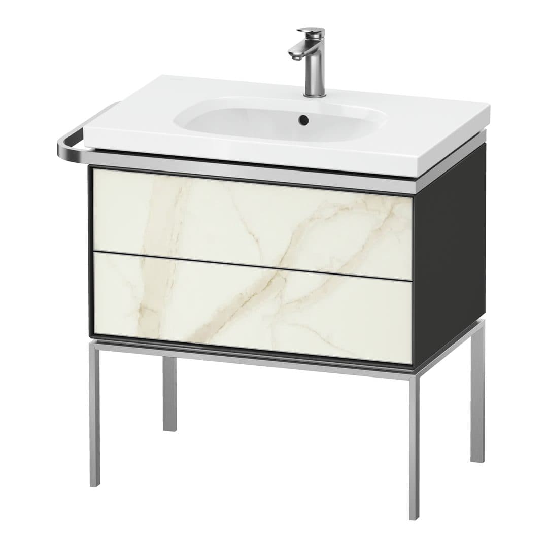 Duravit Aurena – Έπιπλο Νιπτήρα – 784 mm, 2 συρτάρια, νιπτήρας κέντρο, σώμα Graphite High Gloss, μοντέλο AU4572 – Marble Structure Matt, Marble Structure (AU4572066H10000)