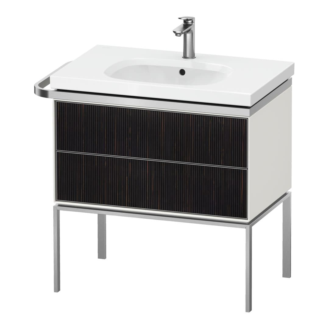 Duravit Aurena – Έπιπλο Νιπτήρα – 784 mm, 2 συρτάρια, νιπτήρας κέντρο, σώμα White Satin Matt, μοντέλο AU4572 – Embossed Ebony Matt, Real wood veneer (AU4572067360000)