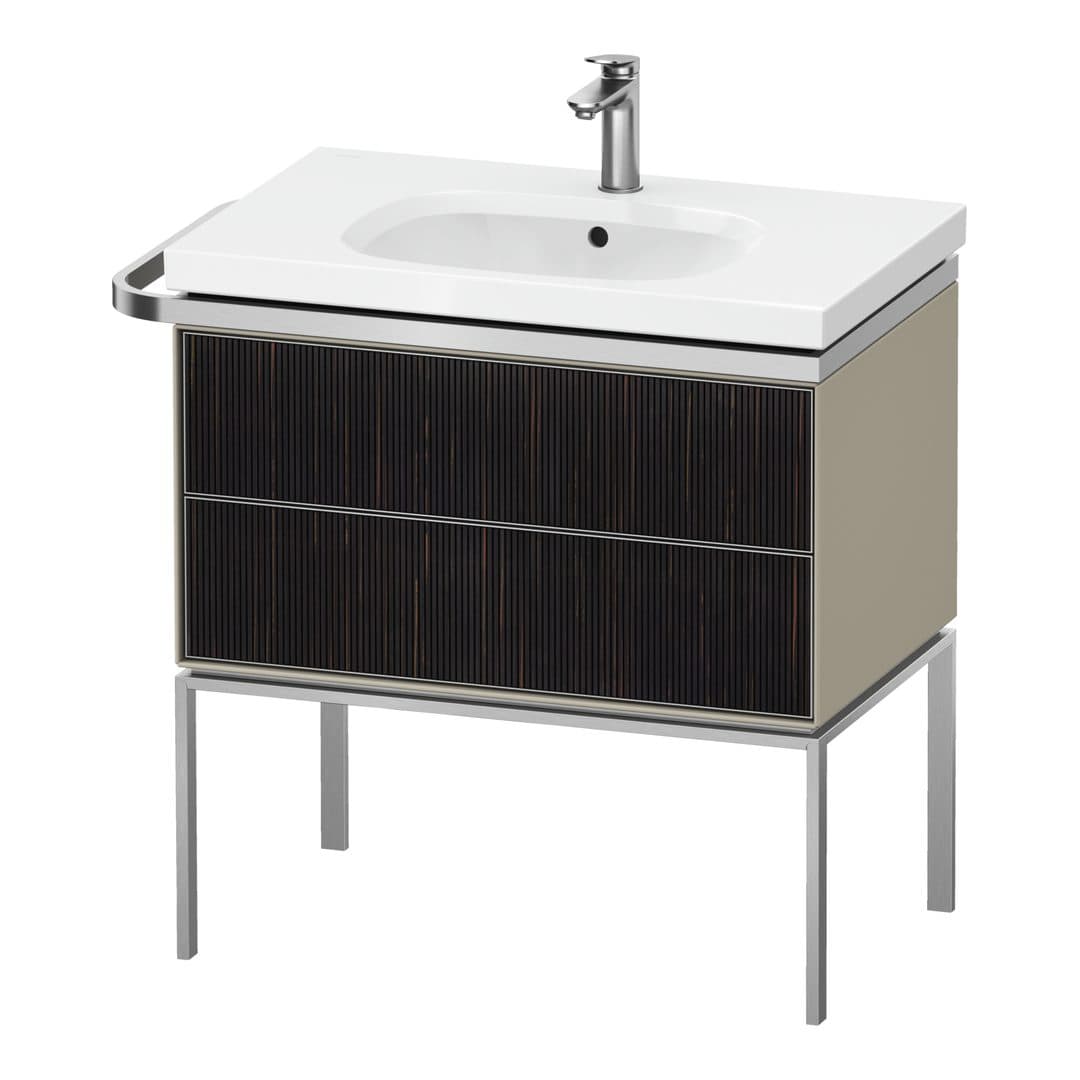 Duravit Aurena – Έπιπλο Νιπτήρα – 784 mm, 2 συρτάρια, νιπτήρας κέντρο, σώμα Taupe Satin Matt, μοντέλο AU4572 – Embossed Ebony Matt, Real wood veneer (AU4572067600000)