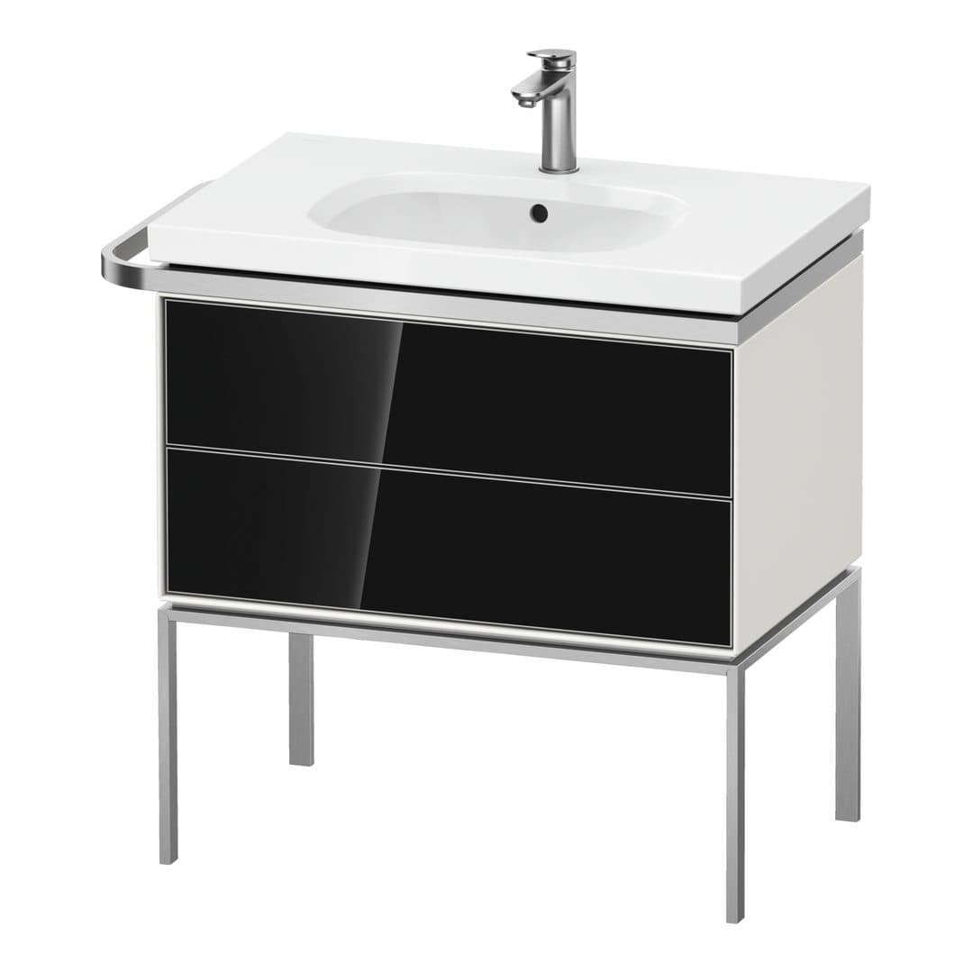 Duravit Aurena – Έπιπλο Νιπτήρα – 784 mm, 2 συρτάρια, νιπτήρας κέντρο, σώμα White Satin Matt, μοντέλο AU4572 – Black, Glass (AU4572068360000)