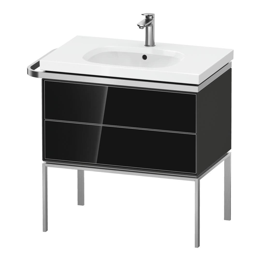Duravit Aurena – Έπιπλο Νιπτήρα – 784 mm, 2 συρτάρια, νιπτήρας κέντρο, σώμα Graphite Satin Matt, μοντέλο AU4572 – Black, Glass (AU4572068580000)