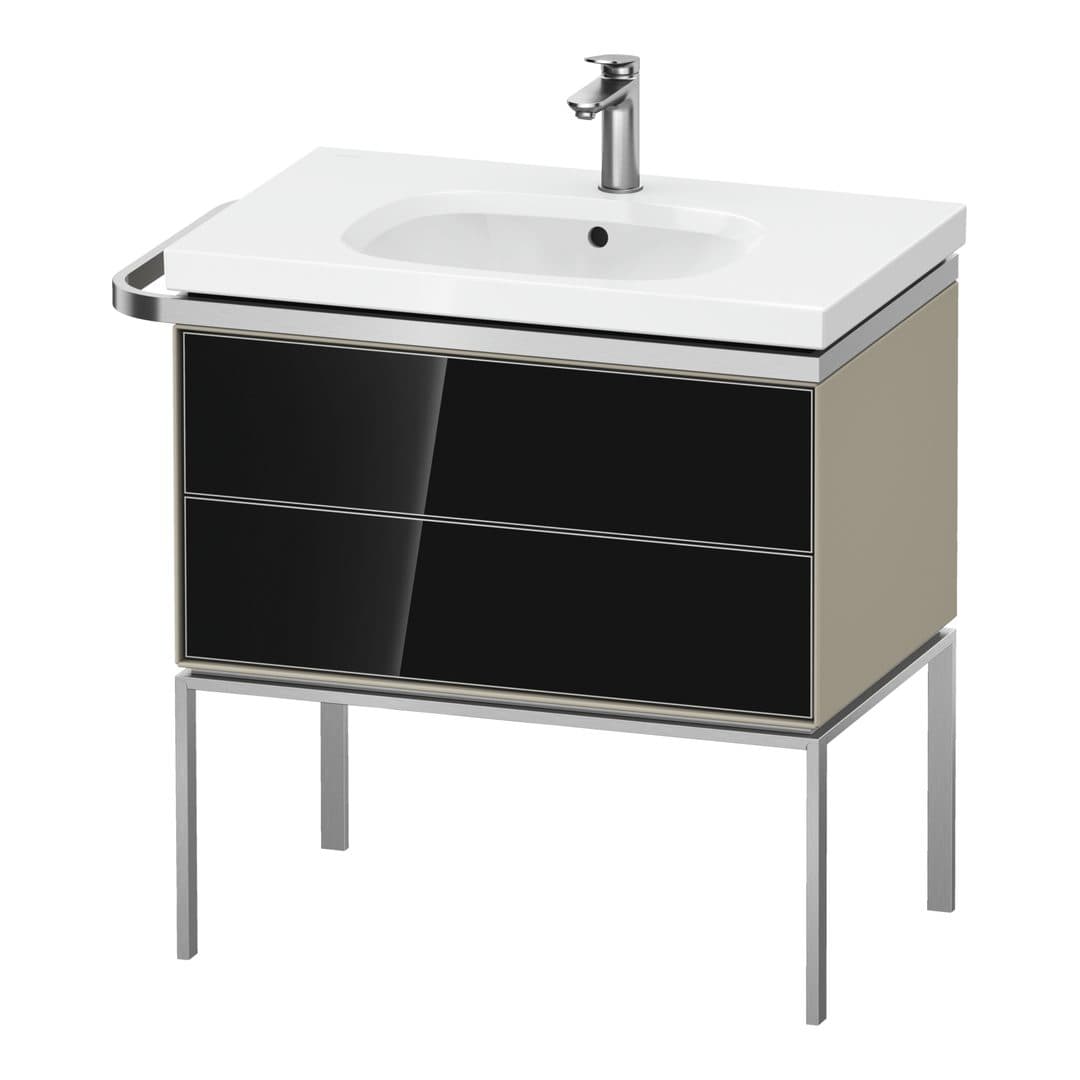 Duravit Aurena – Έπιπλο Νιπτήρα – 784 mm, 2 συρτάρια, νιπτήρας κέντρο, σώμα Taupe Satin Matt, μοντέλο AU4572 – Black, Glass (AU4572068600000)