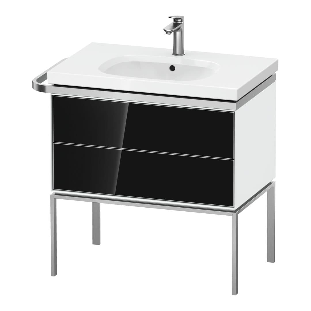 Duravit Aurena – Έπιπλο Νιπτήρα – 784 mm, 2 συρτάρια, νιπτήρας κέντρο, σώμα White High Gloss, μοντέλο AU4572 – Black, Glass (AU4572068850000)