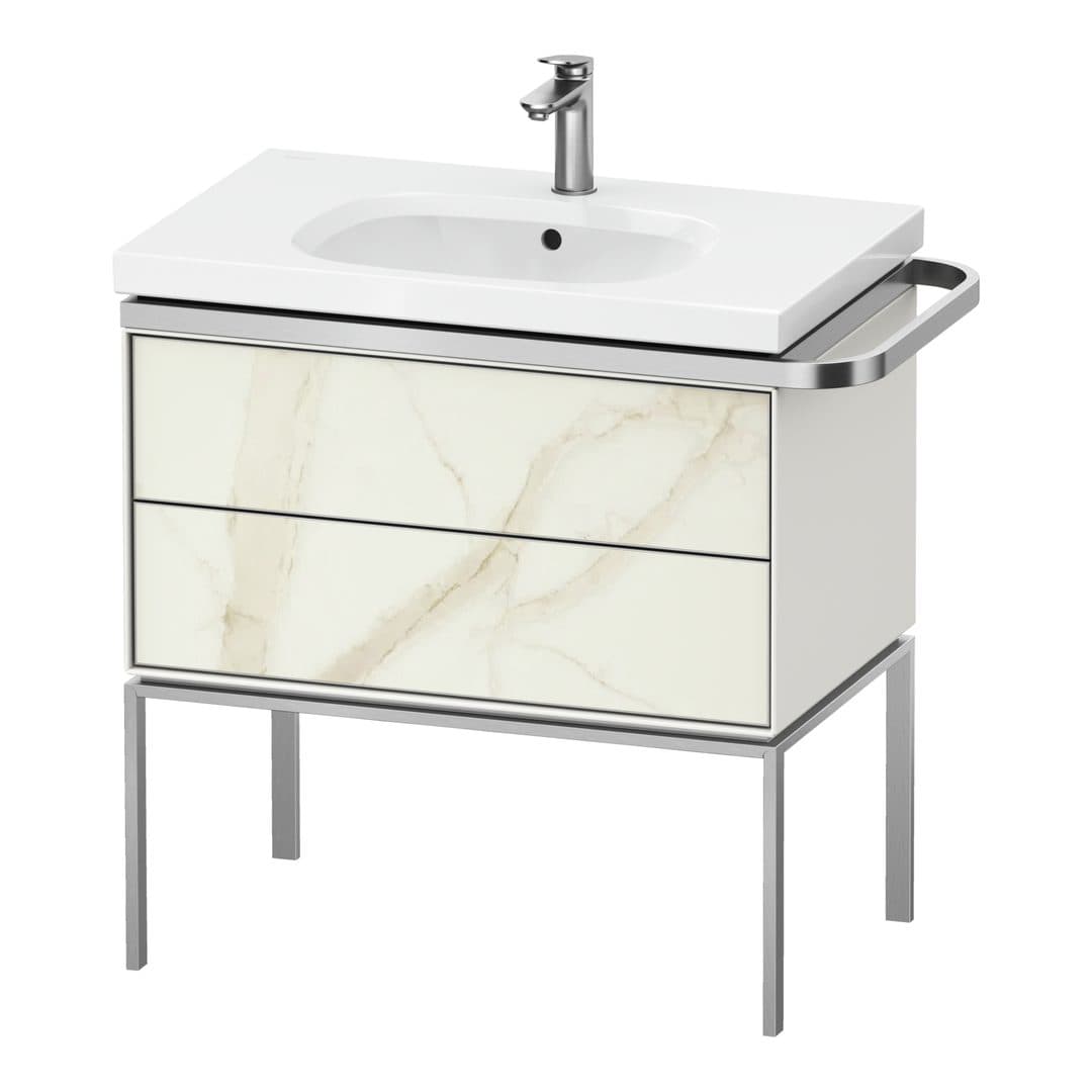 Duravit Aurena – Έπιπλο Νιπτήρα – 784 mm, 2 συρτάρια, νιπτήρας κέντρο, σώμα White Satin Matt, μοντέλο AU4573 – Marble Structure Matt, Marble Structure (AU4573066360000)