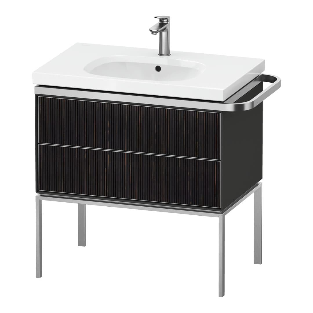 Duravit Aurena – Έπιπλο Νιπτήρα – 784 mm, 2 συρτάρια, νιπτήρας κέντρο, σώμα Graphite Satin Matt, μοντέλο AU4573 – Embossed Ebony Matt, Real wood veneer (AU4573067580000)