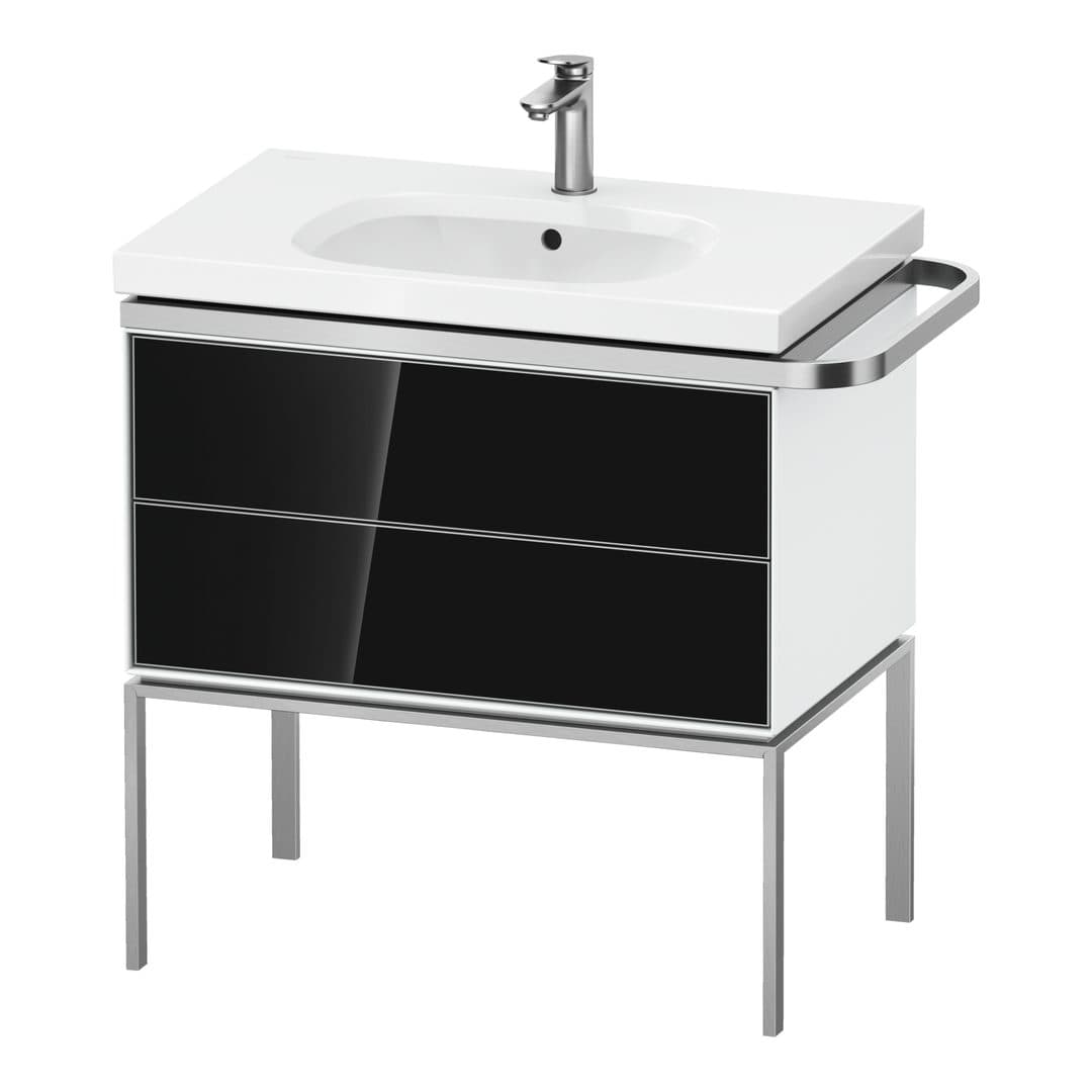 Duravit Aurena – Έπιπλο Νιπτήρα – 784 mm, 2 συρτάρια, νιπτήρας κέντρο, σώμα White High Gloss, μοντέλο AU4573 – Black, Glass (AU4573068850000)