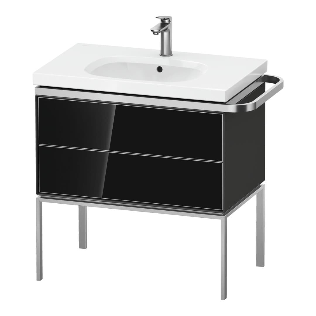 Duravit Aurena – Έπιπλο Νιπτήρα – 784 mm, 2 συρτάρια, νιπτήρας κέντρο, σώμα Graphite High Gloss, μοντέλο AU4573 – Black, Glass (AU4573068H10000)