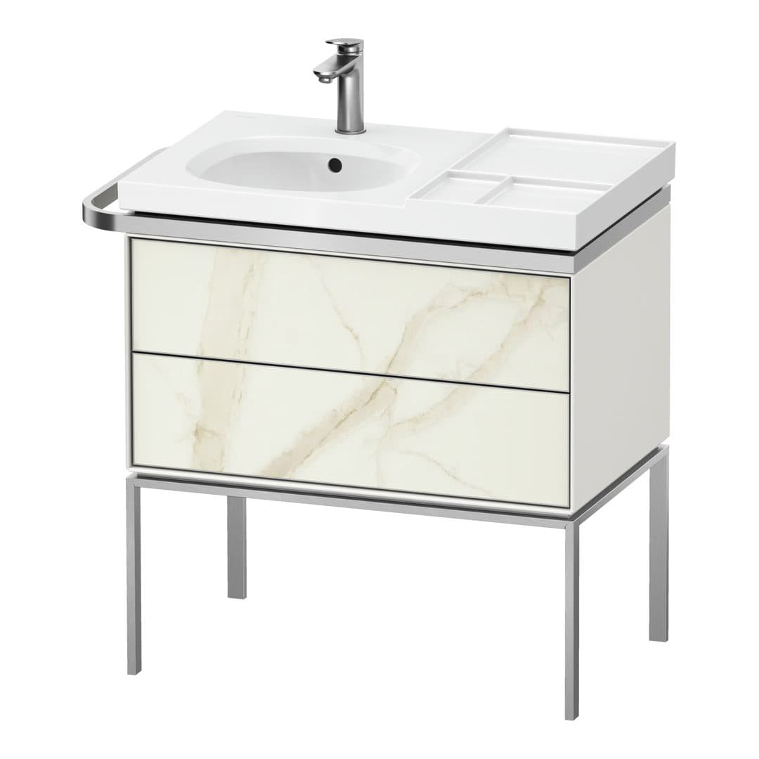 Duravit Aurena – Έπιπλο Νιπτήρα – 784 mm, 2 συρτάρια, νιπτήρας αριστερά, σώμα White Satin Matt, 784 x 492 x 802 mm – Marble Structure Matt, Marble Structure (AU4574066360000)