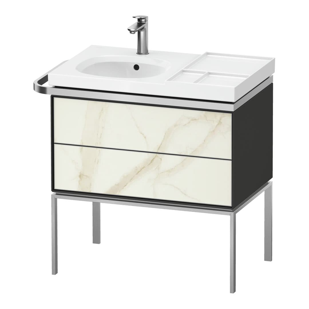 Duravit Aurena – Έπιπλο Νιπτήρα – 784 mm, 2 συρτάρια, νιπτήρας αριστερά, σώμα Graphite Satin Matt, 784 x 492 x 802 mm – Marble Structure Matt, Marble Structure (AU4574066580000)