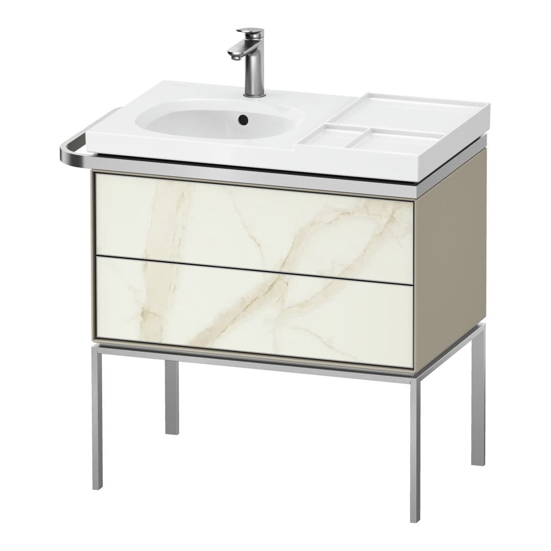 Duravit Aurena – Έπιπλο Νιπτήρα – 784 mm, 2 συρτάρια, νιπτήρας αριστερά, σώμα Taupe Satin Matt, 784 x 492 x 802 mm – Marble Structure Matt, Marble Structure (AU4574066600000)