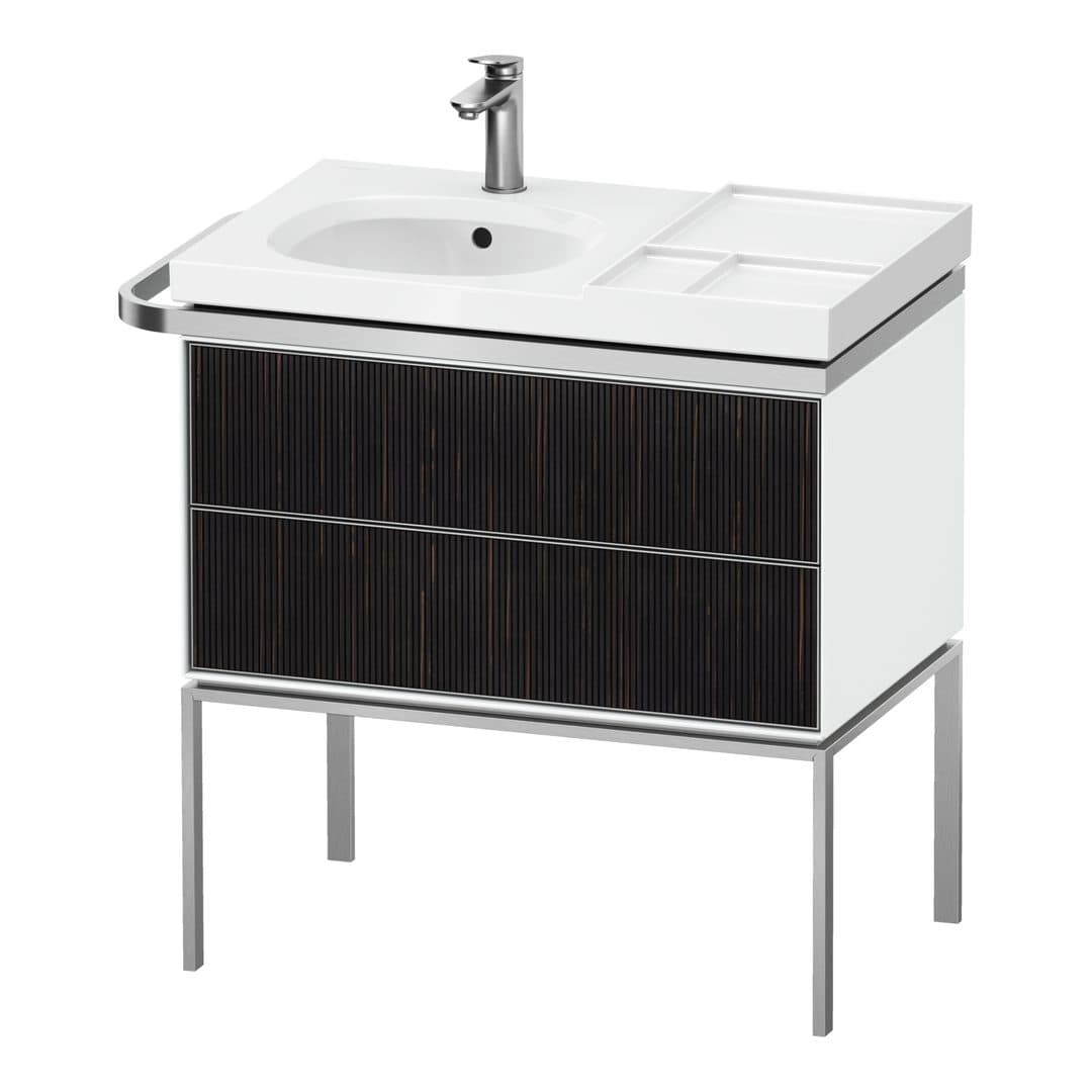 Duravit Aurena – Έπιπλο Νιπτήρα – 784 mm, 2 συρτάρια, νιπτήρας αριστερά, σώμα White High Gloss, 784 x 492 x 802 mm – Embossed Ebony Matt, Real wood veneer (AU4574067850000)