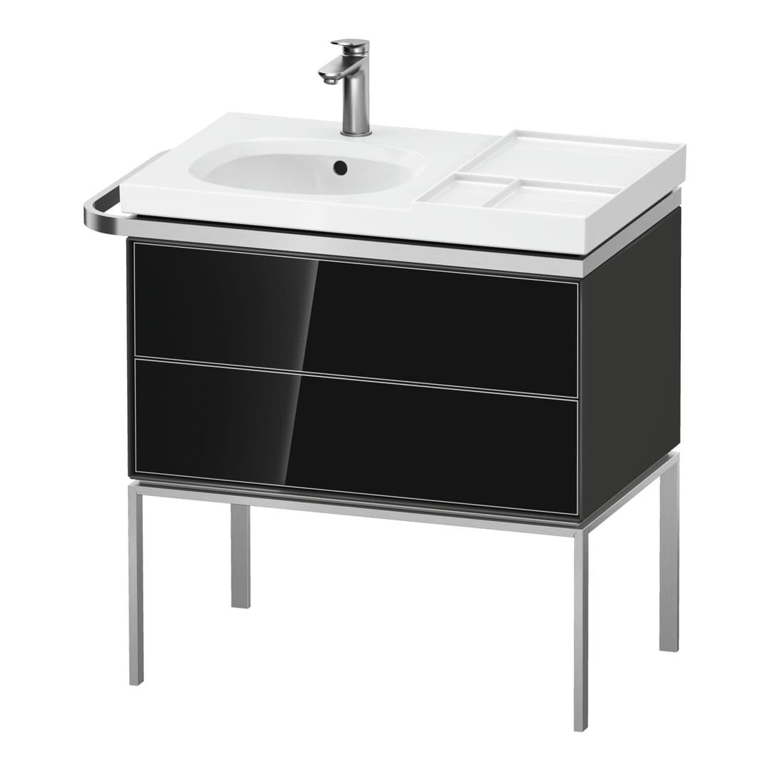 Duravit Aurena – Έπιπλο Νιπτήρα – 784 mm, 2 συρτάρια, νιπτήρας αριστερά, σώμα Graphite High Gloss, 784 x 492 x 802 mm – Black, Glass (AU4574068H10000)