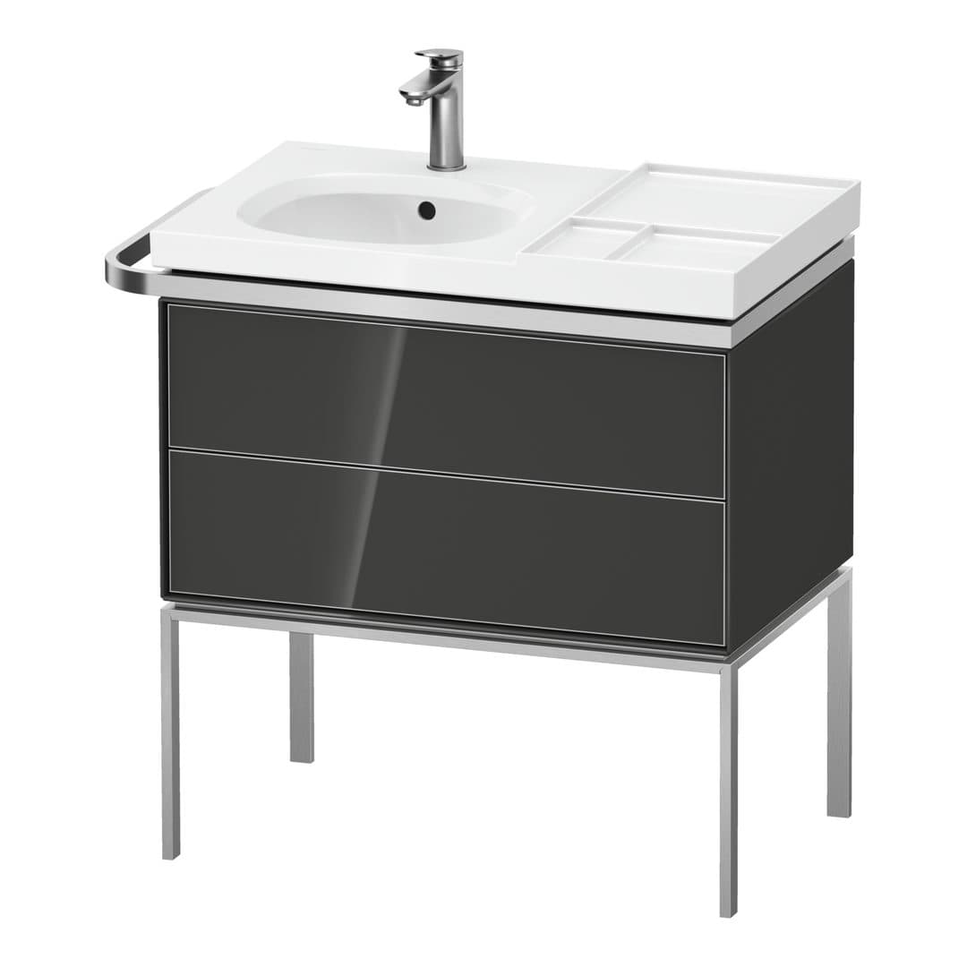 Duravit Aurena – Έπιπλο Νιπτήρα – 784 mm, 2 συρτάρια, νιπτήρας αριστερά, 784 x 492 x 802 mm – Graphite High Gloss, Lacquer (AU45740H1H10000)