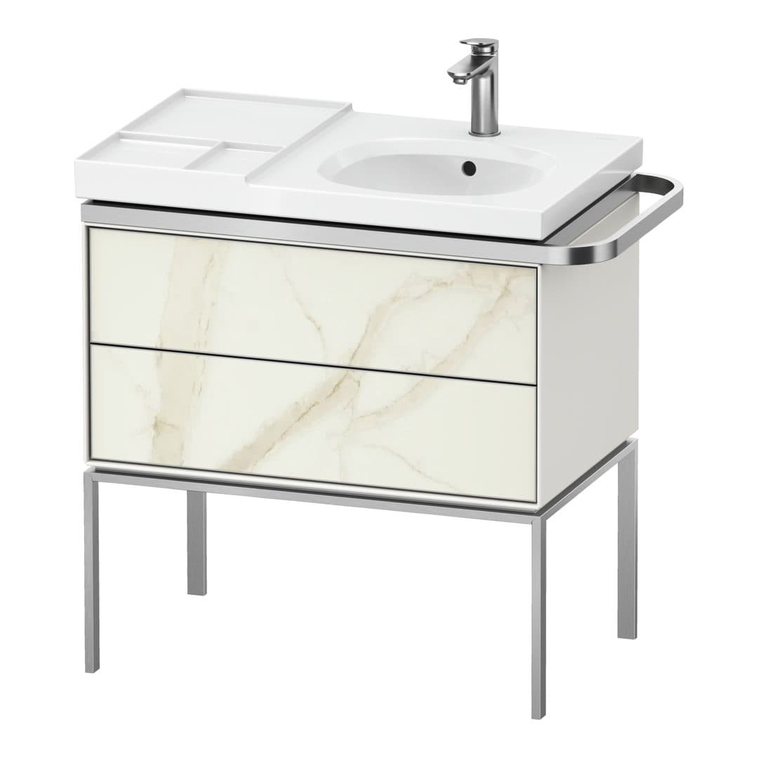 Duravit Aurena – Έπιπλο Νιπτήρα – 784 mm, 2 συρτάρια, νιπτήρας δεξιά, σώμα White Satin Matt, 784 x 492 x 802 mm – Marble Structure Matt, Marble Structure (AU4575066360000)