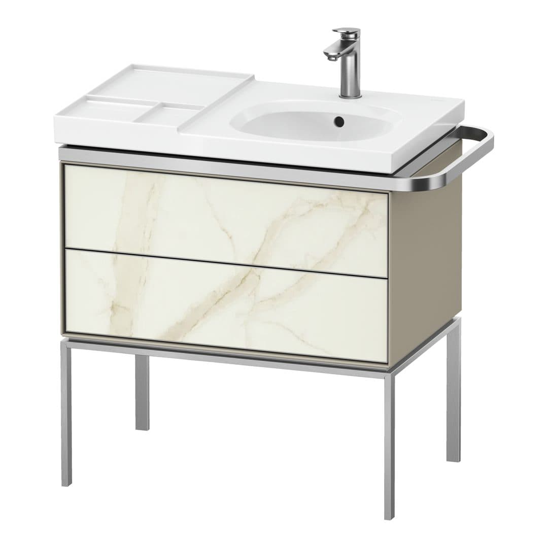 Duravit Aurena – Έπιπλο Νιπτήρα – 784 mm, 2 συρτάρια, νιπτήρας δεξιά, σώμα Taupe Satin Matt, 784 x 492 x 802 mm – Marble Structure Matt, Marble Structure (AU4575066600000)