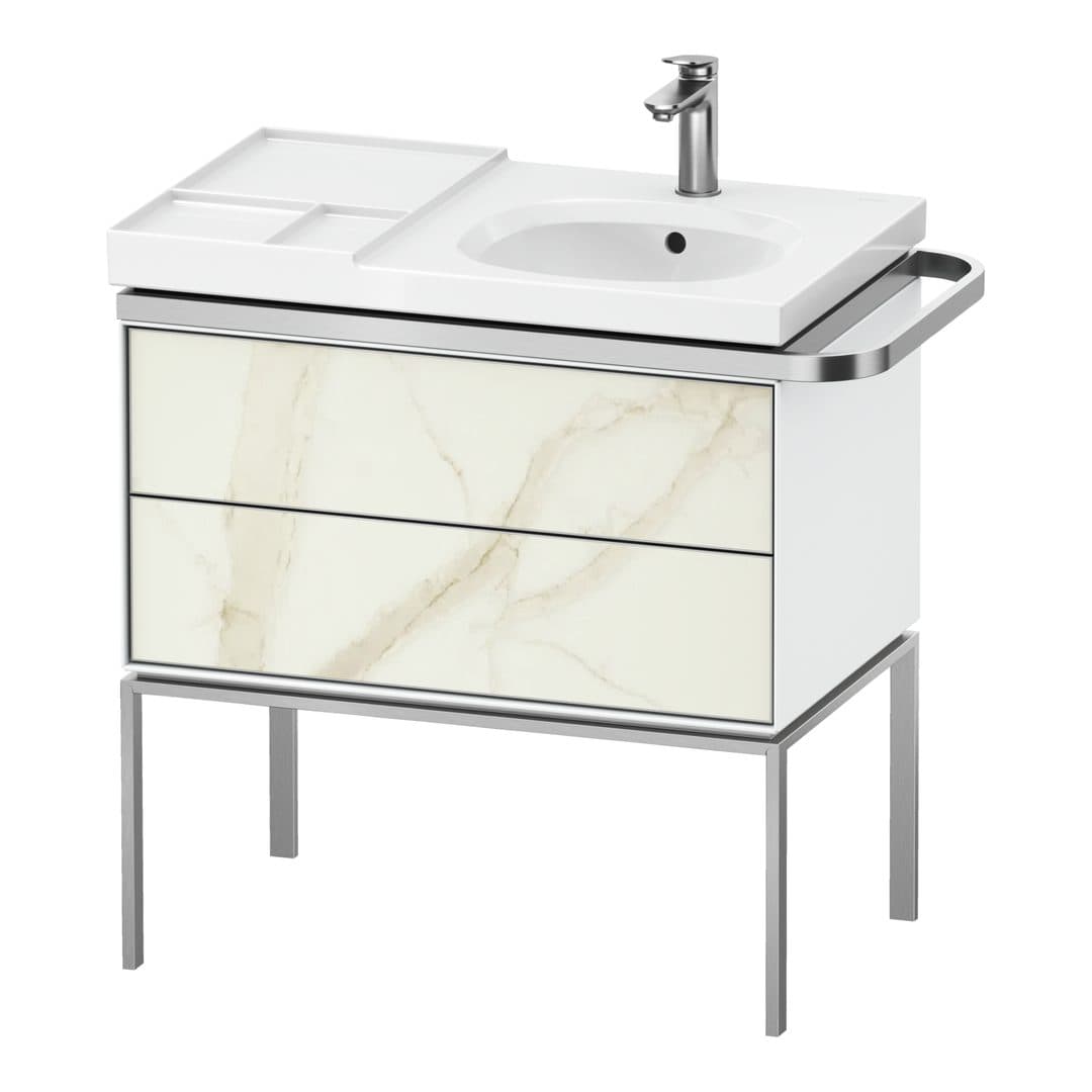 Duravit Aurena – Έπιπλο Νιπτήρα – 784 mm, 2 συρτάρια, νιπτήρας δεξιά, σώμα White High Gloss, 784 x 492 x 802 mm – Marble Structure Matt, Marble Structure (AU4575066850000)