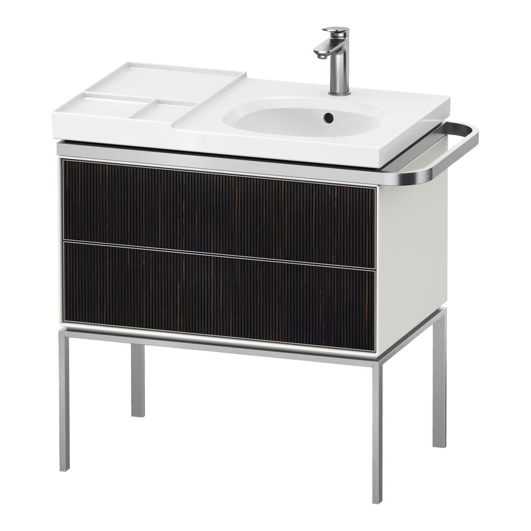 Duravit Aurena – Έπιπλο Νιπτήρα – 784 mm, 2 συρτάρια, νιπτήρας δεξιά, σώμα White Satin Matt, 784 x 492 x 802 mm – Embossed Ebony Matt, Real wood veneer (AU4575067360000)