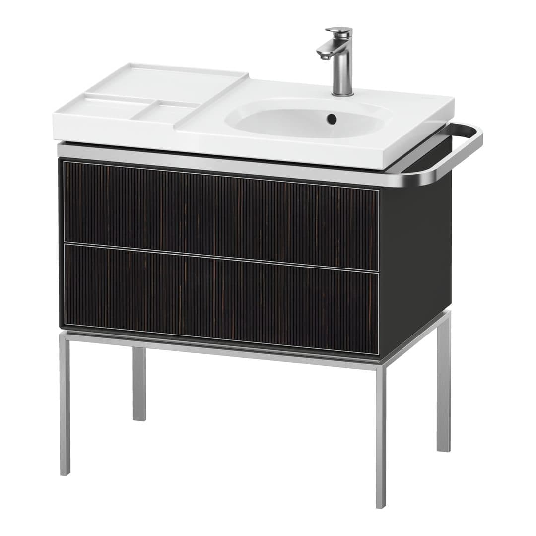 Duravit Aurena – Έπιπλο Νιπτήρα – 784 mm, 2 συρτάρια, νιπτήρας δεξιά, σώμα Graphite Satin Matt, 784 x 492 x 802 mm – Embossed Ebony Matt, Real wood veneer (AU4575067580000)