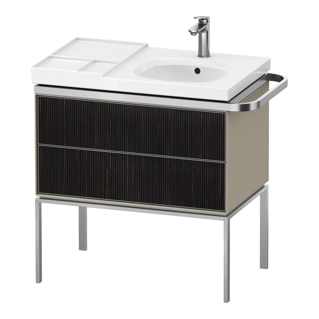 Duravit Aurena – Έπιπλο Νιπτήρα – 784 mm, 2 συρτάρια, νιπτήρας δεξιά, σώμα Taupe Satin Matt, 784 x 492 x 802 mm – Embossed Ebony Matt, Real wood veneer (AU4575067600000)