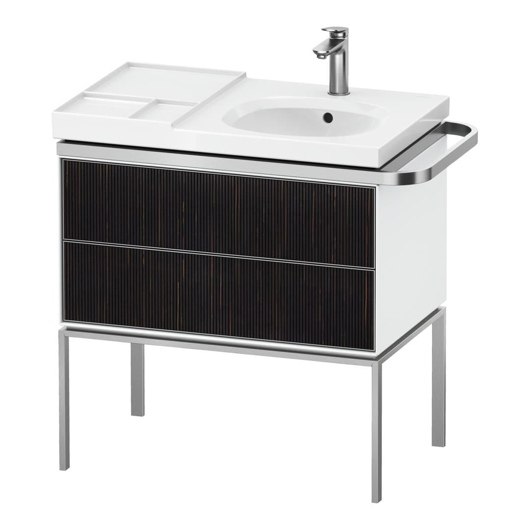 Duravit Aurena – Έπιπλο Νιπτήρα – 784 mm, 2 συρτάρια, νιπτήρας δεξιά, σώμα White High Gloss, 784 x 492 x 802 mm – Embossed Ebony Matt, Real wood veneer (AU4575067850000)
