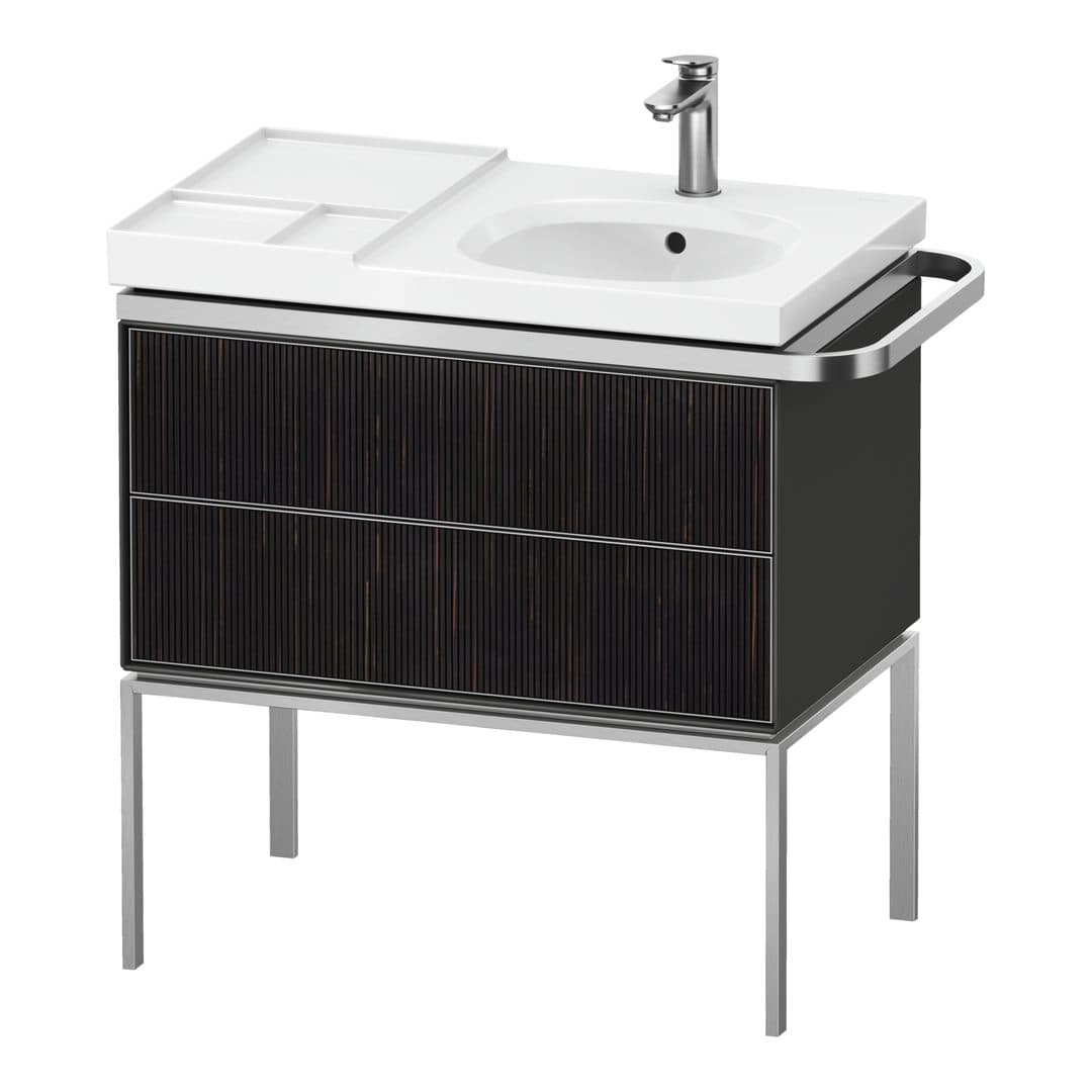 Duravit Aurena – Έπιπλο Νιπτήρα – 784 mm, 2 συρτάρια, νιπτήρας δεξιά, σώμα Graphite High Gloss, 784 x 492 x 802 mm – Embossed Ebony Matt, Real wood veneer (AU4575067H10000)