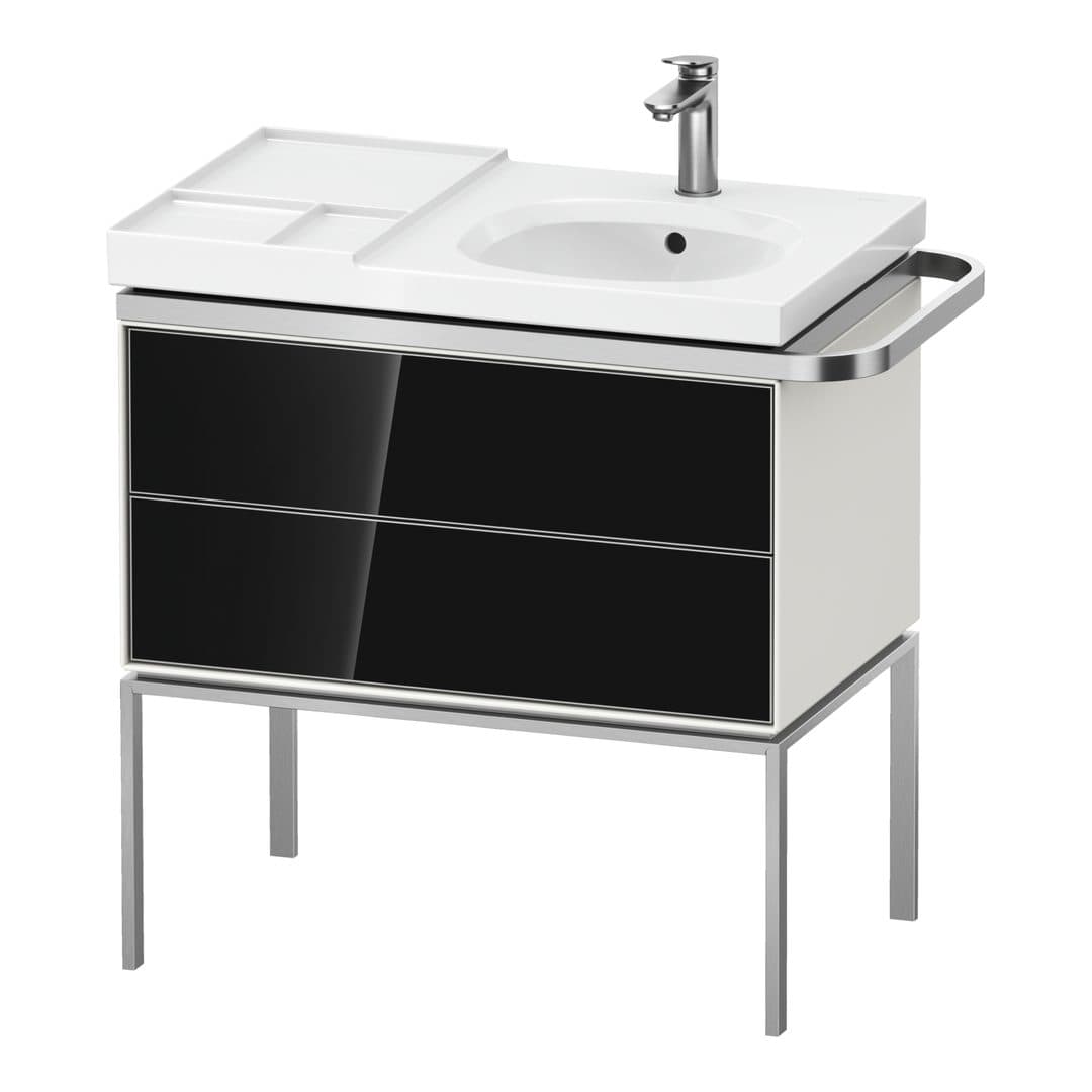 Duravit Aurena – Έπιπλο Νιπτήρα – 784 mm, 2 συρτάρια, νιπτήρας δεξιά, σώμα White Satin Matt, 784 x 492 x 802 mm – Black, Glass (AU4575068360000)