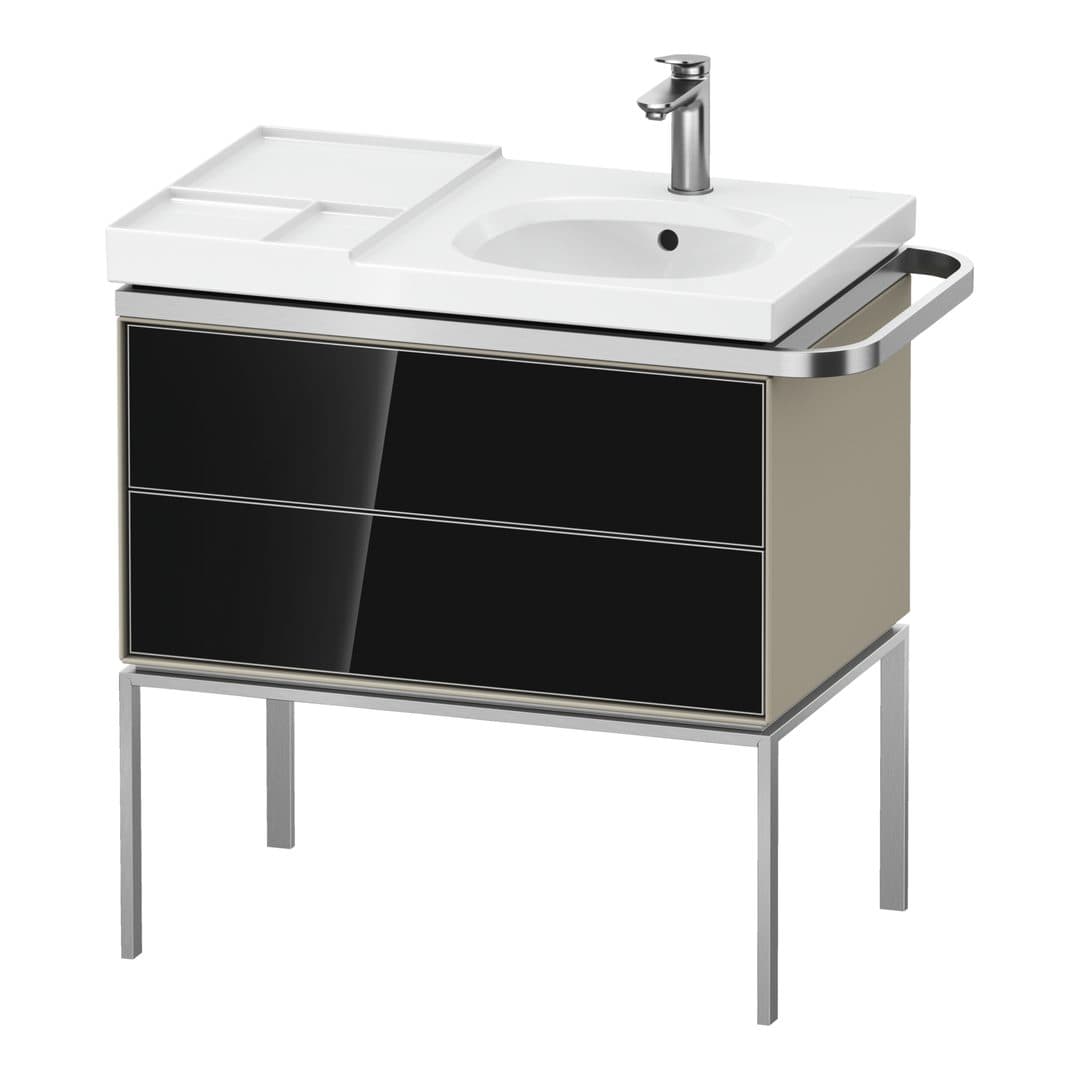 Duravit Aurena – Έπιπλο Νιπτήρα – 784 mm, 2 συρτάρια, νιπτήρας δεξιά, σώμα Taupe Satin Matt, 784 x 492 x 802 mm – Black, Glass (AU4575068600000)