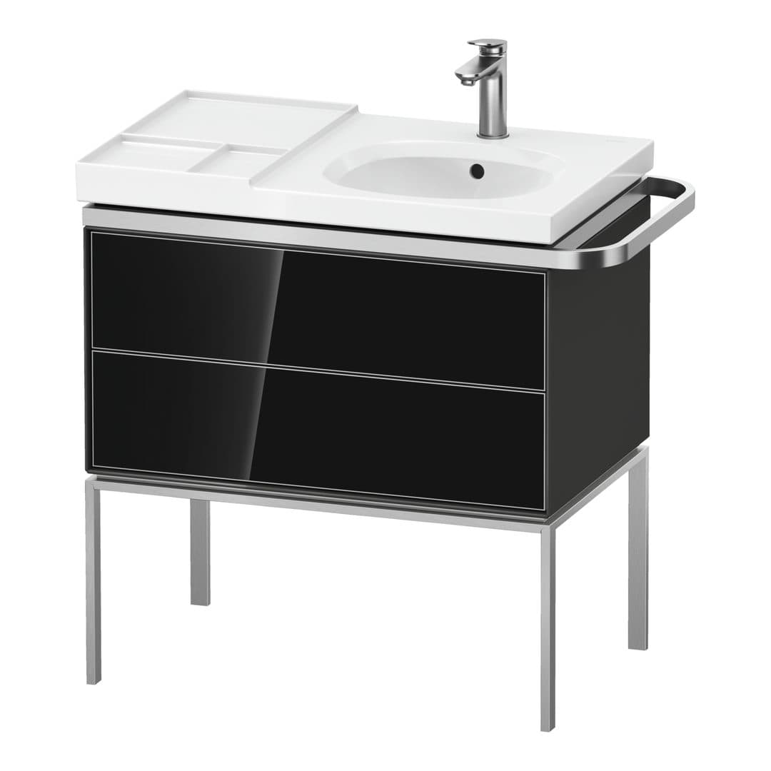 Duravit Aurena – Έπιπλο Νιπτήρα – 784 mm, 2 συρτάρια, νιπτήρας δεξιά, σώμα Graphite High Gloss, 784 x 492 x 802 mm – Black, Glass (AU4575068H10000)