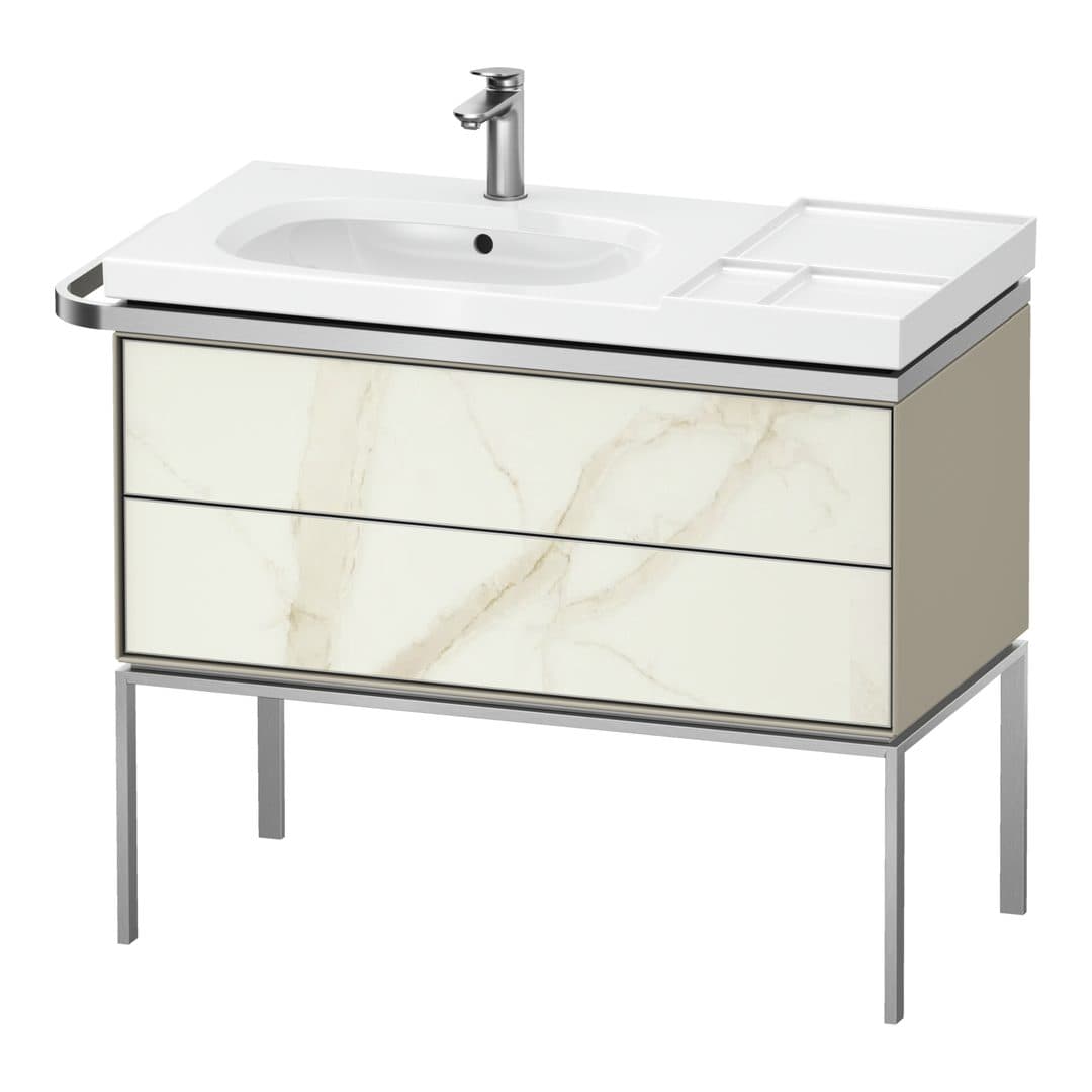 Duravit Aurena – Έπιπλο Νιπτήρα – 984 mm, 2 συρτάρια, νιπτήρας αριστερά, σώμα Taupe Satin Matt – Marble Structure Matt, Marble Structure (AU4576066600000)
